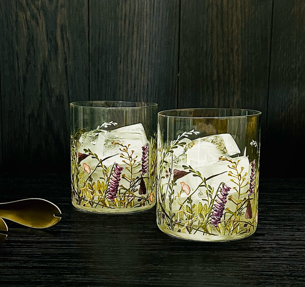 Wildflower Old Fashioned Glass Set of 4 - PRE-ORDER FOR APPROX LATE MAY DELIVERY