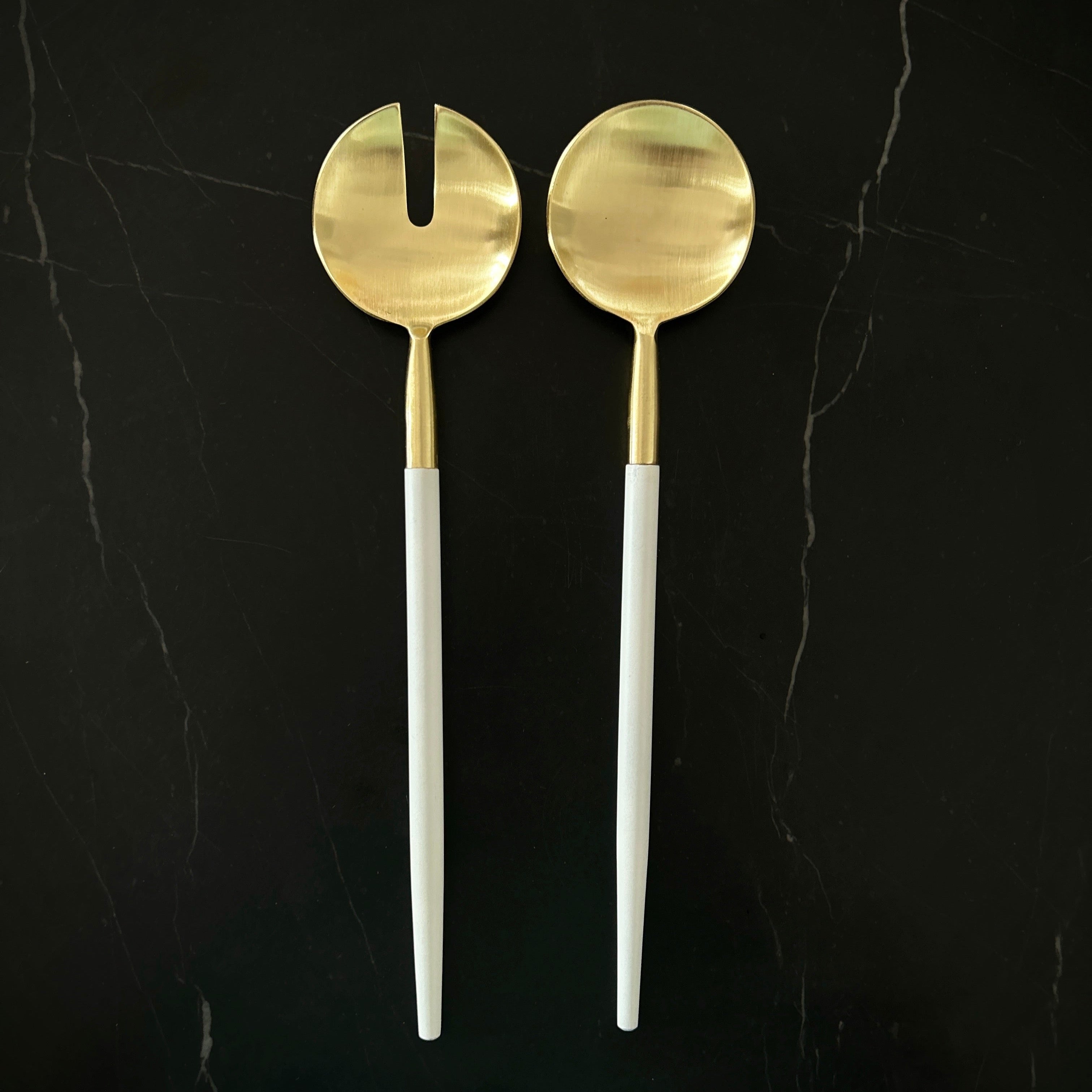 Napa Bianco Salad Servers - White/Gold